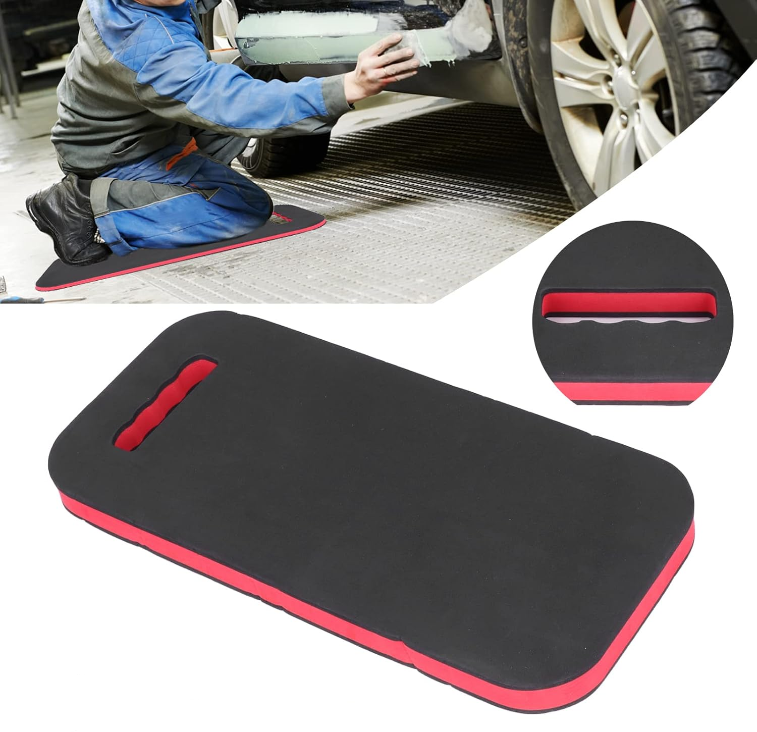 Covoras de protectie pentru genunchi, Zola, pentru ateliere auto, gradina, din spuma, 45 x 21 x 2.5 cm, negru/rosu Covoras de protectie pentru genunchi, Zola, pentru ateliere auto, gradina, din spuma, 45 x 21 x 2.5 cm, negru/rosu